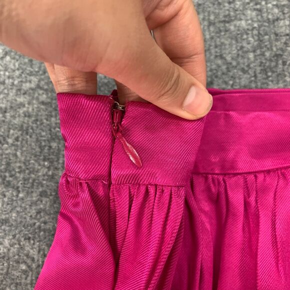 Maeve Tulip Satin Skirt Women 2 Anthropologie Pink Rose Front Split Button Front - Picture 9 of 16